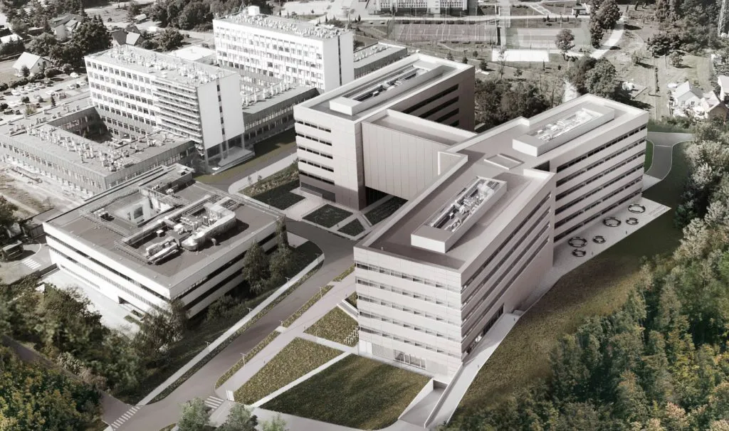 Wizualizacja budynku B Kampusu Medycznego Collegium Medicum UJ w Krakowie-Prokocimiu