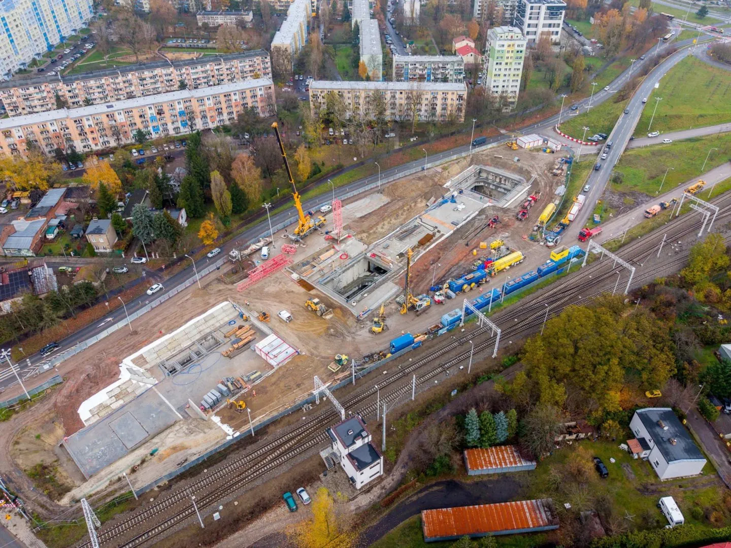 Plac budowy tunelu kolei dużych prędkości w Łodzi