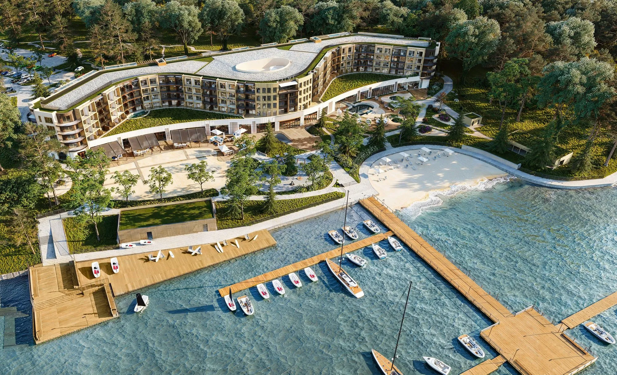 Wizualizacja resortu Crowne Plaza nad Jeziorem Zegrzyńskim