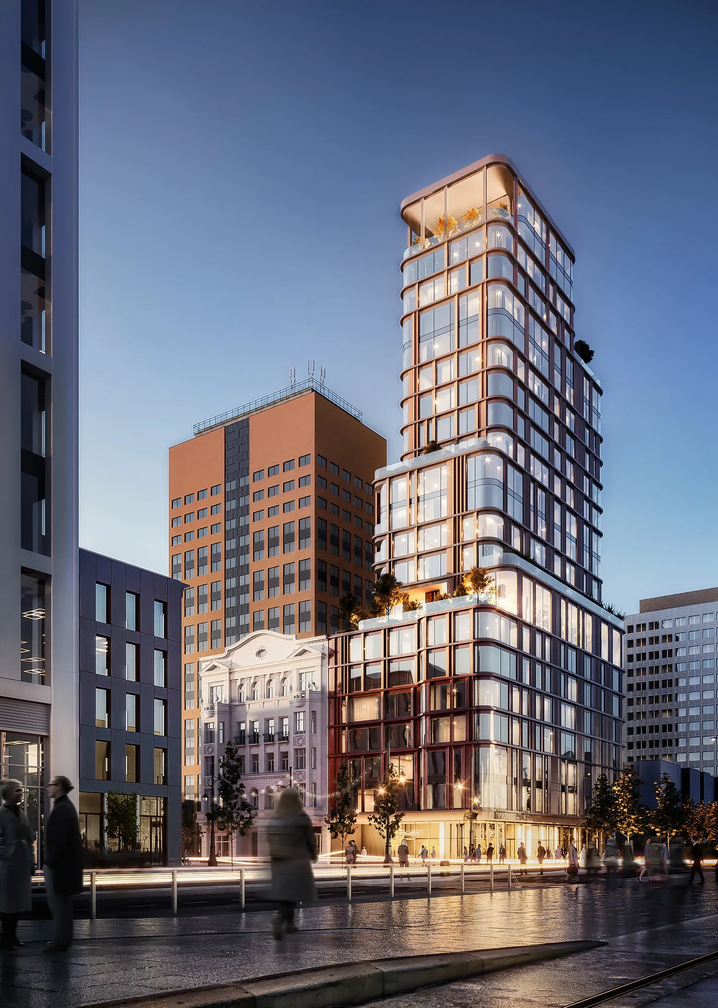 Wizualizacja wieżowca Golden Tower przy ul. Piotrkowskiej 154 w Łodzi